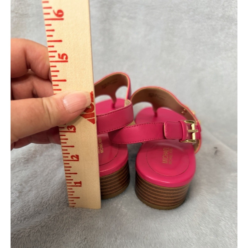Michael Kors Jilly Sandals Hot Pink Fushia Size 7.5 Faux Leather Gold - Picture 4 of 8